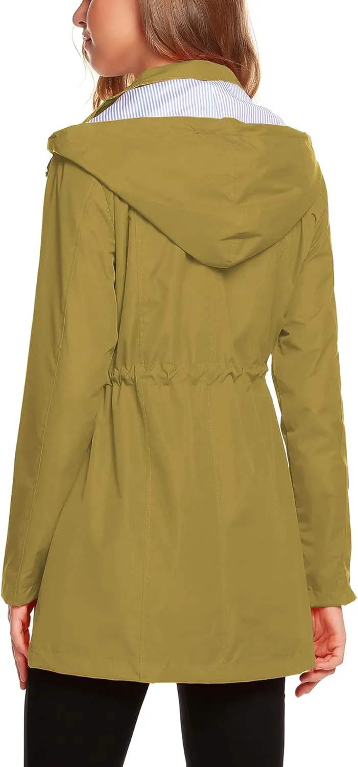 ZHENWEI Womens Lightweight Hooded Waterproof Active Outdoor Rain Jacket S-XXL
