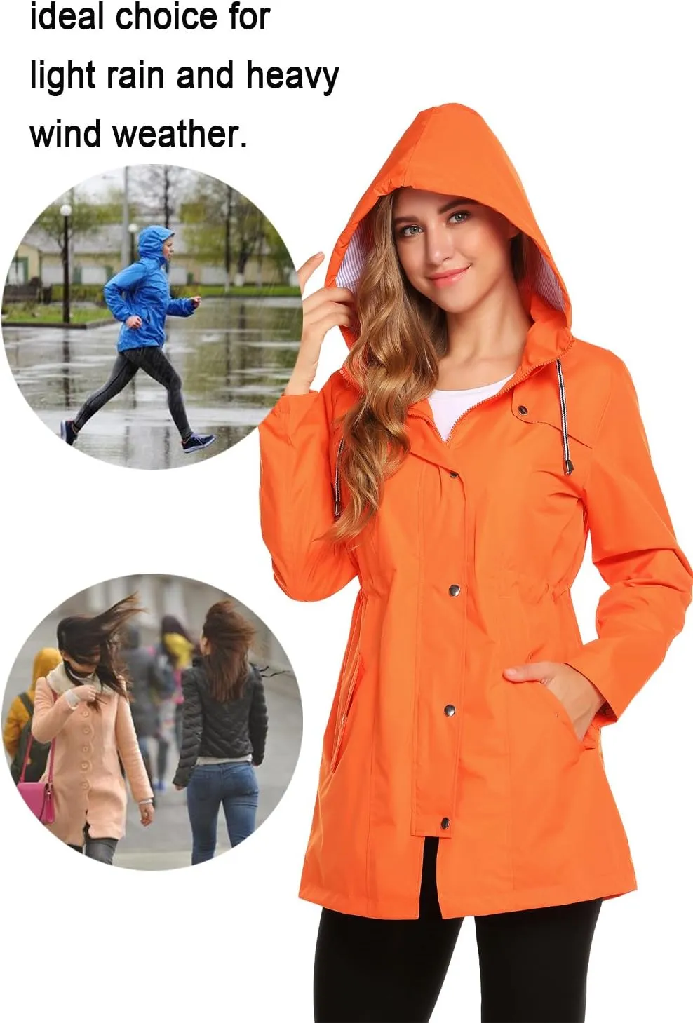 ZHENWEI Womens Lightweight Hooded Waterproof Active Outdoor Rain Jacket S-XXL