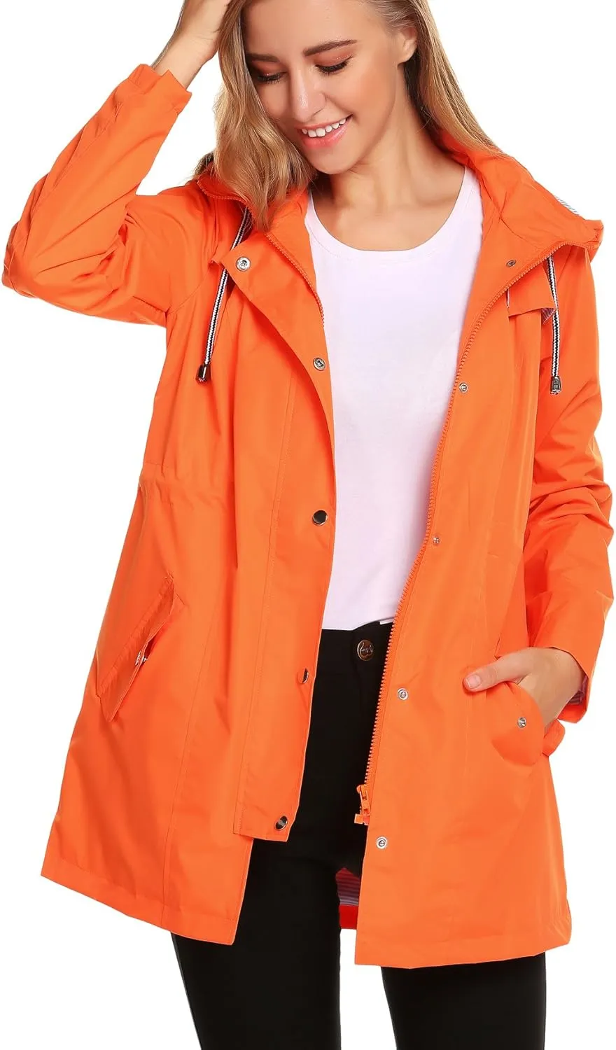 ZHENWEI Womens Lightweight Hooded Waterproof Active Outdoor Rain Jacket S-XXL