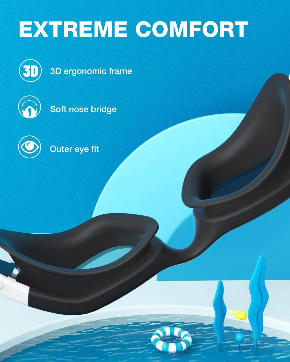 ZIONOR Kids Swim Goggles, G1MINI Polarized Swimming Goggles Comfort for Age 6-14