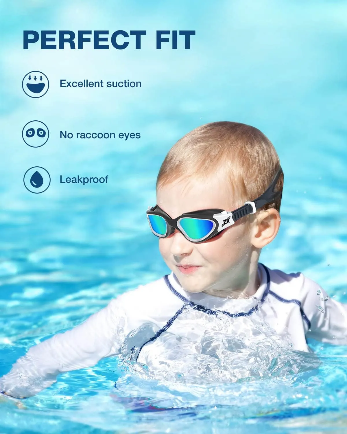 ZIONOR Kids Swim Goggles, G1MINI Polarized Swimming Goggles Comfort for Age 6-14
