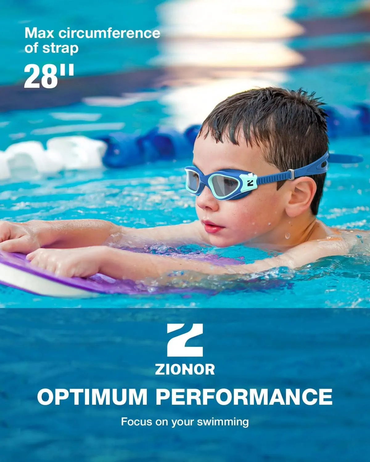 ZIONOR Kids Swim Goggles, G1MINI SE Anti-fog Swimming Goggles for Kid Child 6-14