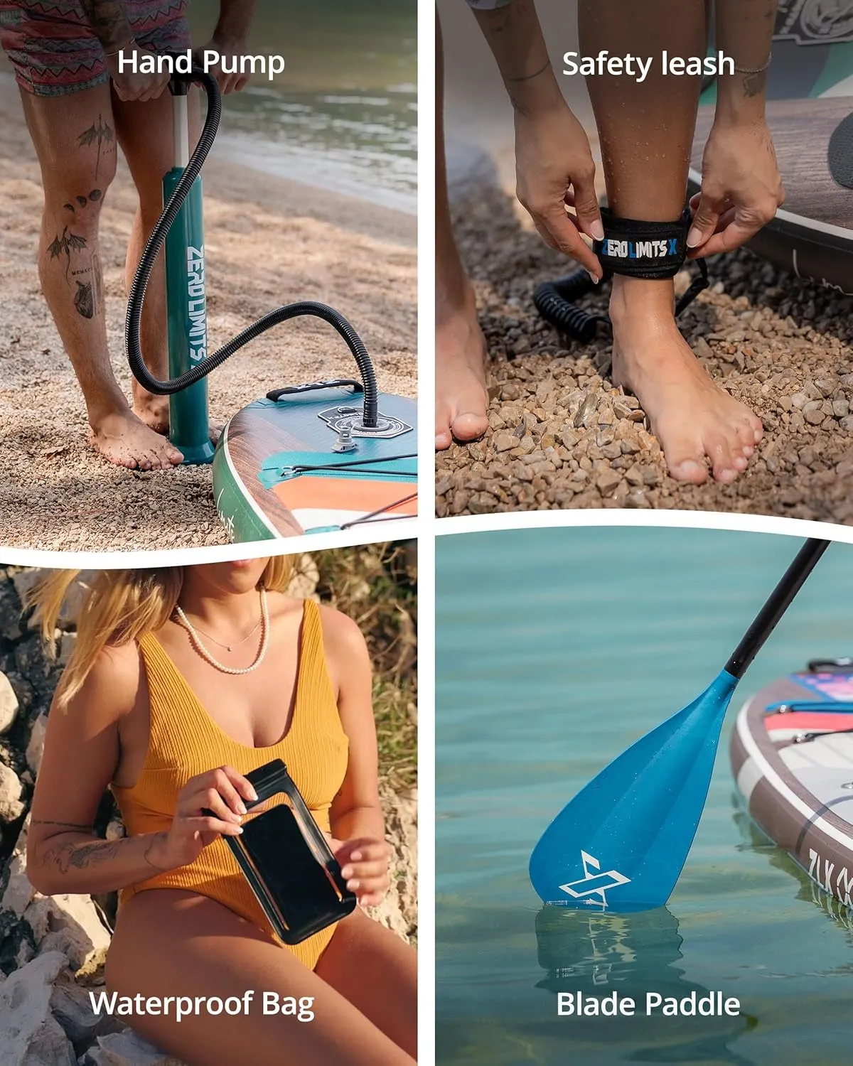 ZLX 10'6" Inflatable Stand Up Paddle Board, Extra Wide Stable Non-Slip Deck Pad, Unique Center Fin, Portable Paddleboard for Adults, Premium SUP for All Skill Levels