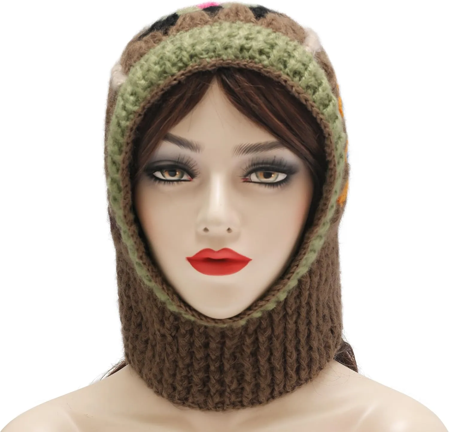 ZLYC Winter Knitted Winter Hat Windproof Hooded Scarf Balaclava Beanie Hat for Women