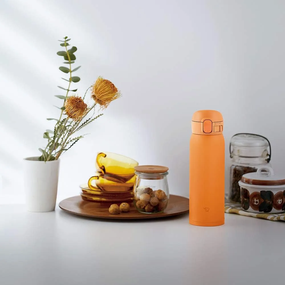 Zojirushi SM-WA48-DA Water Bottle, One-Touch Stainless Steel Mug, Seamless 0.48L Orange