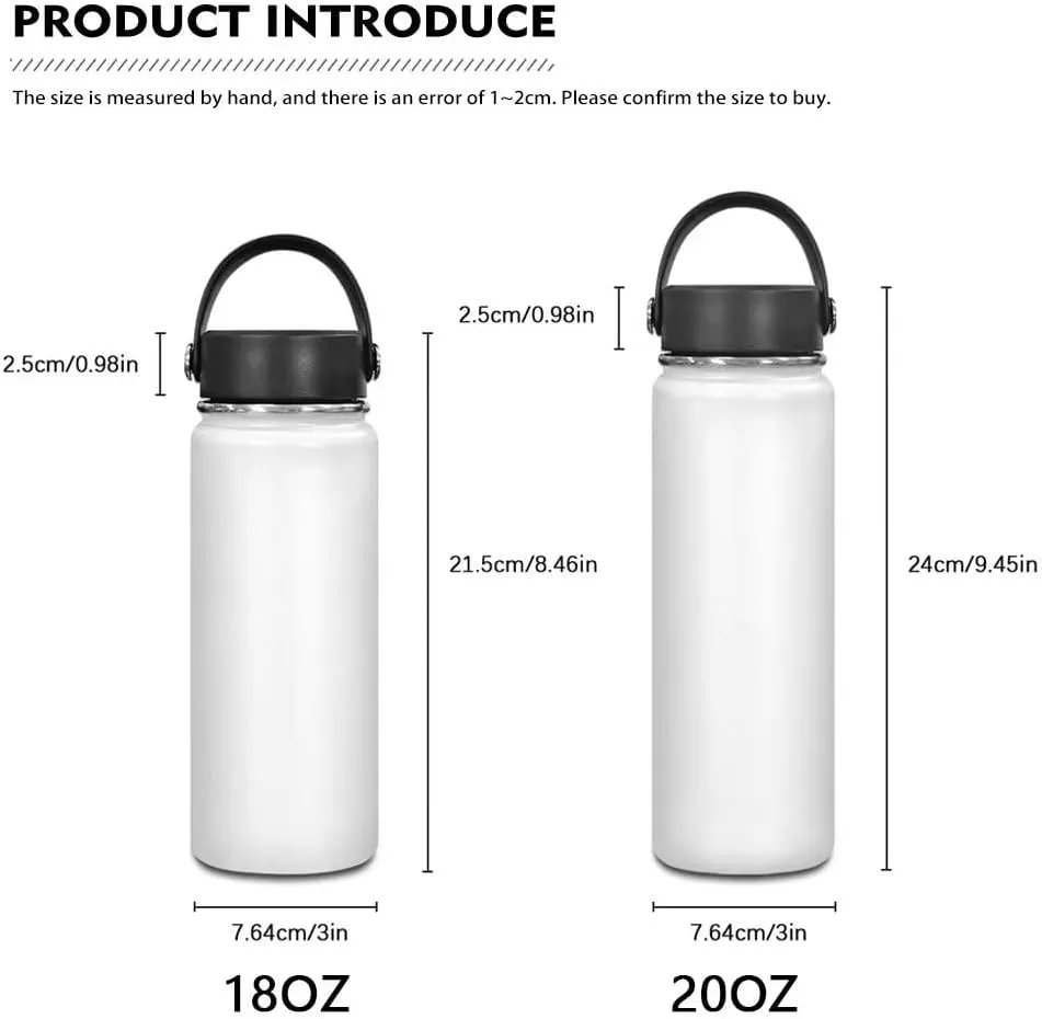 ZOUTAIRONG Black African Girl Insulated Water Bottle 18 oz Stainless Steel Vacuum Flask with Handle Thermal Bottles Keeps Drinks Hot or Cold for Hours Water Cup Wide Mouth Bottle Cute
