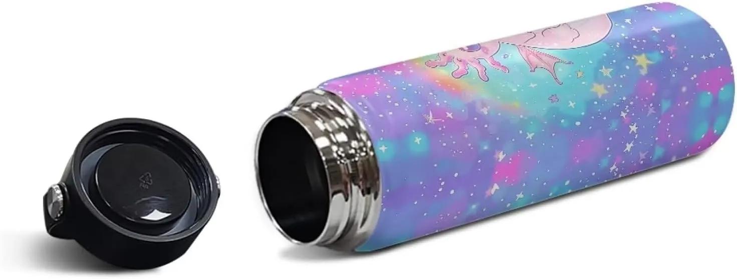 ZOUTAIRONG Cute Axolotl Insulated Water Bottle with Handle 18 oz Vacuum Water Bottle for Hot & Cold Drinks, Wide Mouth, Great for Travel, Hiking & Camping Jug Stainless Steel Bottle Purple