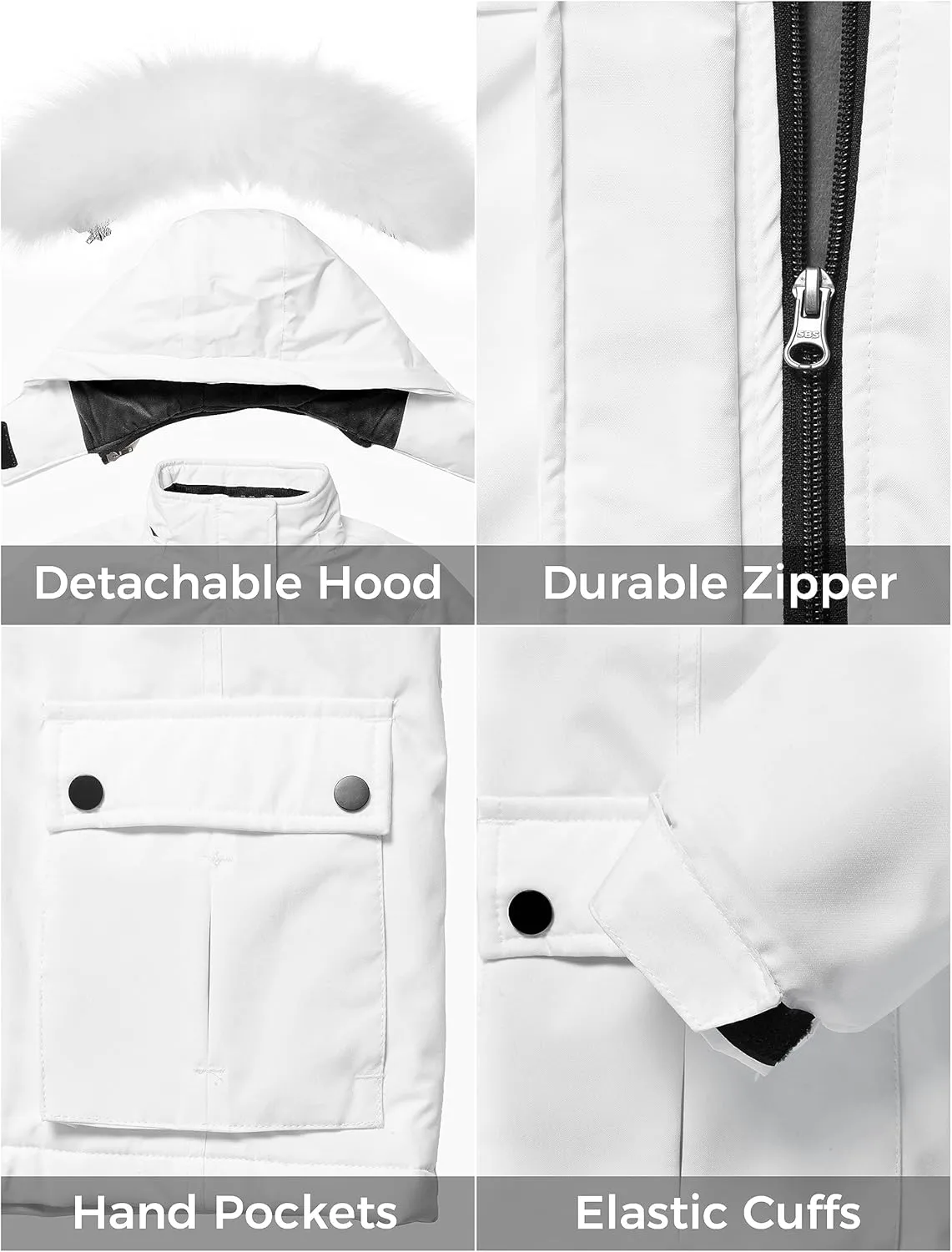 ZSHOW Girls' Ski Jacket Waterproof Warm Winter Coat Fleece Hooded Raincoat with Detachable Hood